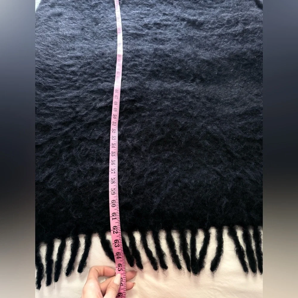 Restoration Hardware | Black Fringed Luxe Mohair Angora Wool Throw Spain 54x65”